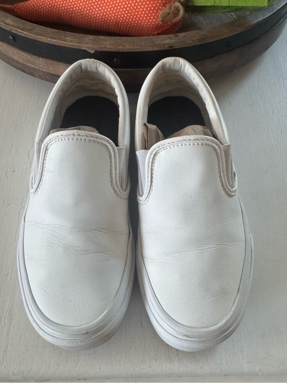 Vans White Slip-On Sneakers